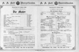 Theaterzettel (Oper und Burgtheater in Wien) 18900206 Seite: 1