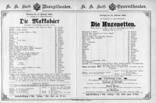Theaterzettel (Oper und Burgtheater in Wien) 18900211 Seite: 1