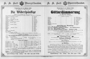 Theaterzettel (Oper und Burgtheater in Wien) 18900213 Seite: 1