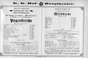 Theaterzettel (Oper und Burgtheater in Wien) 18900216 Seite: 1