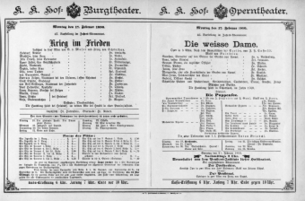 Theaterzettel (Oper und Burgtheater in Wien) 18900217 Seite: 1