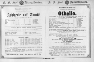 Theaterzettel (Oper und Burgtheater in Wien) 18900219 Seite: 1