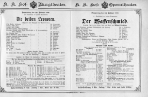 Theaterzettel (Oper und Burgtheater in Wien) 18900220 Seite: 1