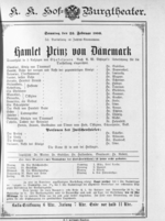 Theaterzettel (Oper und Burgtheater in Wien) 18900223 Seite: 1