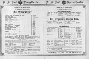Theaterzettel (Oper und Burgtheater in Wien) 18900224 Seite: 1
