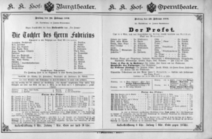 Theaterzettel (Oper und Burgtheater in Wien) 18900228 Seite: 1
