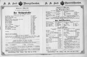Theaterzettel (Oper und Burgtheater in Wien) 18900307 Seite: 1