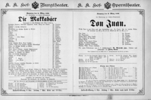 Theaterzettel (Oper und Burgtheater in Wien) 18900309 Seite: 1