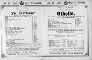 Theaterzettel (Oper und Burgtheater in Wien) 18900312 Seite: 1