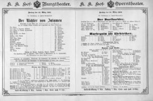 Theaterzettel (Oper und Burgtheater in Wien) 18900314 Seite: 1