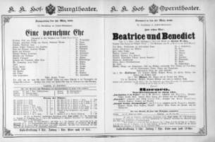 Theaterzettel (Oper und Burgtheater in Wien) 18900320 Seite: 1