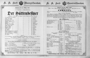 Theaterzettel (Oper und Burgtheater in Wien) 18900323 Seite: 1
