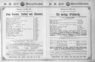 Theaterzettel (Oper und Burgtheater in Wien) 18900325 Seite: 1