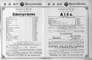 Theaterzettel (Oper und Burgtheater in Wien) 18900327 Seite: 1