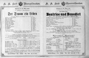 Theaterzettel (Oper und Burgtheater in Wien) 18900329 Seite: 1