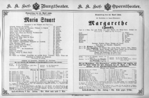 Theaterzettel (Oper und Burgtheater in Wien) 18900410 Seite: 1
