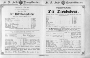 Theaterzettel (Oper und Burgtheater in Wien) 18900508 Seite: 1