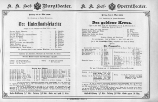 Theaterzettel (Oper und Burgtheater in Wien) 18900509 Seite: 1