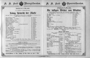 Theaterzettel (Oper und Burgtheater in Wien) 18900517 Seite: 1