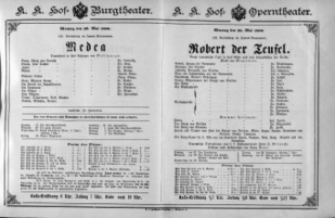 Theaterzettel (Oper und Burgtheater in Wien) 18900526 Seite: 1