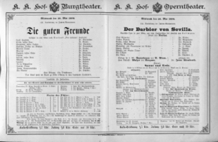 Theaterzettel (Oper und Burgtheater in Wien) 18900528 Seite: 1