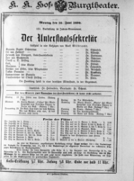 Theaterzettel (Oper und Burgtheater in Wien) 18900616 Seite: 1