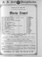 Theaterzettel (Oper und Burgtheater in Wien) 18900621 Seite: 1
