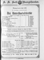 Theaterzettel (Oper und Burgtheater in Wien) 18900623 Seite: 1