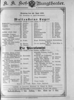 Theaterzettel (Oper und Burgtheater in Wien) 18900629 Seite: 1