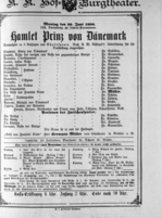 Theaterzettel (Oper und Burgtheater in Wien) 18900630 Seite: 1