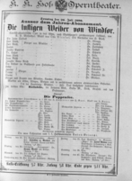 Theaterzettel (Oper und Burgtheater in Wien) 18900720 Seite: 1