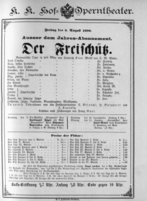 Theaterzettel (Oper und Burgtheater in Wien) 18900808 Seite: 1