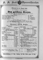 Theaterzettel (Oper und Burgtheater in Wien) 18900827 Seite: 1