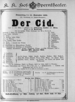 Theaterzettel (Oper und Burgtheater in Wien) 18900911 Seite: 1