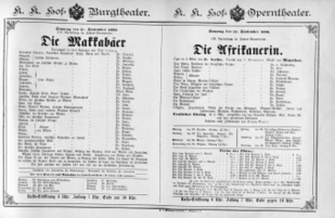 Theaterzettel (Oper und Burgtheater in Wien) 18900921 Seite: 1