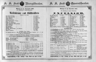 Theaterzettel (Oper und Burgtheater in Wien) 18900922 Seite: 1