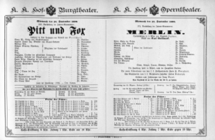 Theaterzettel (Oper und Burgtheater in Wien) 18900924 Seite: 1