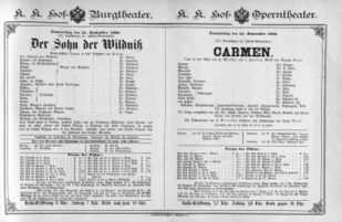 Theaterzettel (Oper und Burgtheater in Wien) 18900925 Seite: 1