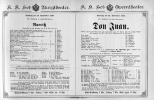 Theaterzettel (Oper und Burgtheater in Wien) 18900928 Seite: 1