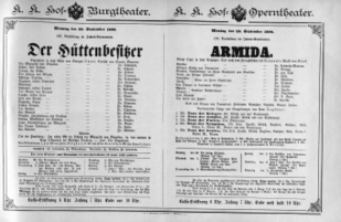Theaterzettel (Oper und Burgtheater in Wien) 18900929 Seite: 1