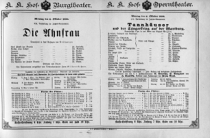 Theaterzettel (Oper und Burgtheater in Wien) 18901006 Seite: 1