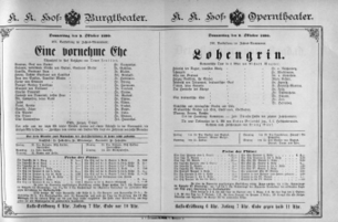 Theaterzettel (Oper und Burgtheater in Wien) 18901009 Seite: 1