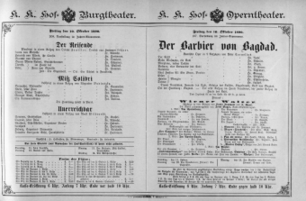 Theaterzettel (Oper und Burgtheater in Wien) 18901010 Seite: 1