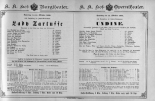 Theaterzettel (Oper und Burgtheater in Wien) 18901011 Seite: 1