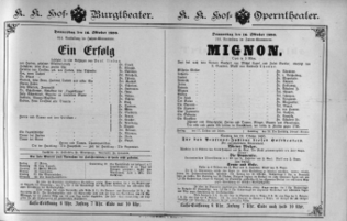 Theaterzettel (Oper und Burgtheater in Wien) 18901016 Seite: 1
