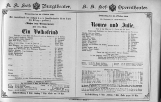 Theaterzettel (Oper und Burgtheater in Wien) 18901023 Seite: 1