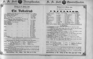 Theaterzettel (Oper und Burgtheater in Wien) 18901027 Seite: 1