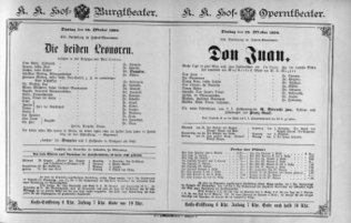 Theaterzettel (Oper und Burgtheater in Wien) 18901028 Seite: 1