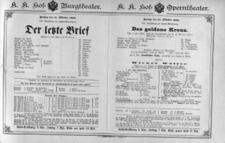 Theaterzettel (Oper und Burgtheater in Wien) 18901031 Seite: 1