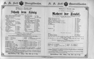 Theaterzettel (Oper und Burgtheater in Wien) 18901104 Seite: 1